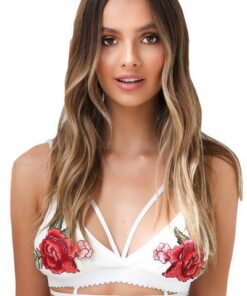 Bra λευκό με λουλούδια R80501 Paris Hollywood