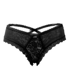 Tanga μαύρη με δαντέλα Paris Hollywood